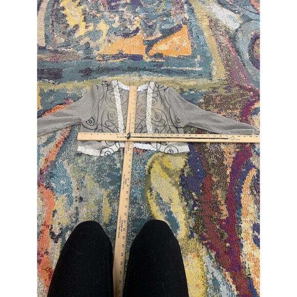 Komarov Textured Chiffon Waterfall Sheer Cardigan Beige Size Medium - Picture 5 of 5